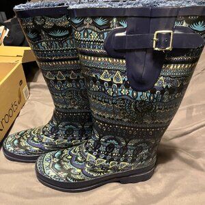 Sakroots Rainboots Denim Oneworld Women's Size 9 - like new